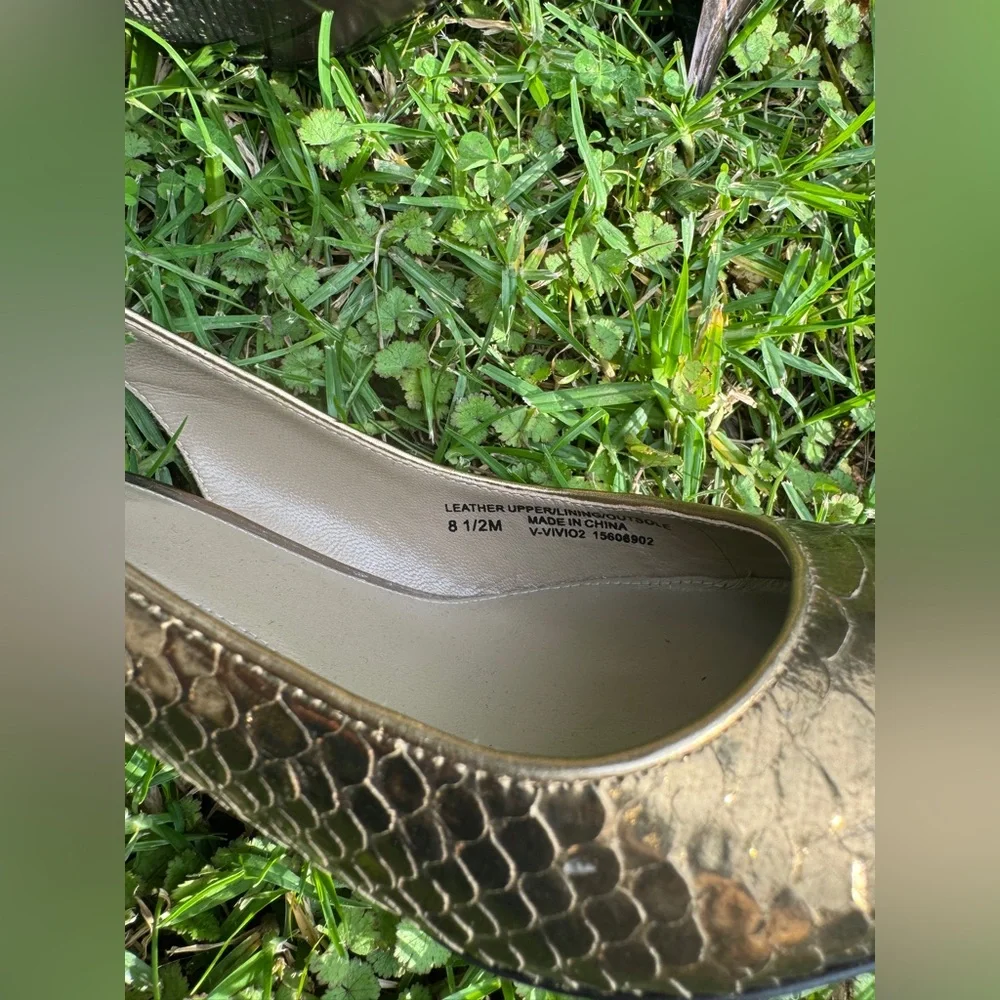 Y2K Vintage Via Spiga Gold Leather Pointed Toe Stiletto Slingback Sz 8 1/2 - Picture 5 of 7